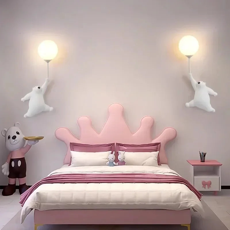 DecorBites™ Bear Moon Wall Lamp: Modern Cartoon Light for Kids' Bedroom Décor