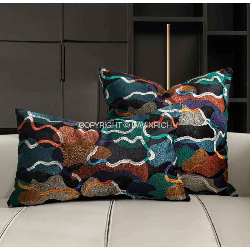 DecorBites™ Geometric Embroidery Abstract Cushion Covers 45x45cm, Modern Home Decor