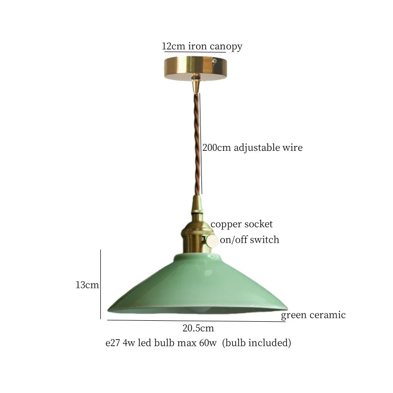 DecorBites™ Cyan Ceramic LED Pendant Light for Loft Cafe Bar Decor