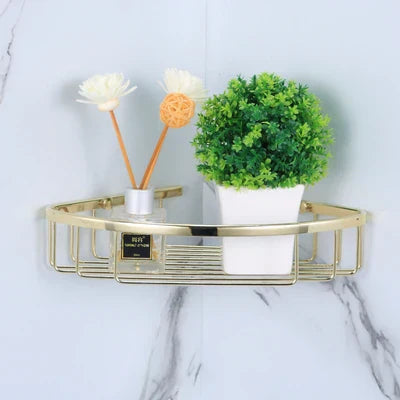 طقم أدوات حمام ذهبي DecorBites™‎: رف مناشف، رف، حامل ورق، حامل مناديل، حامل فرشاة تواليت