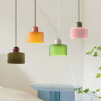 Vintage Stained Glass Mini Pendant Light in Pink Green White