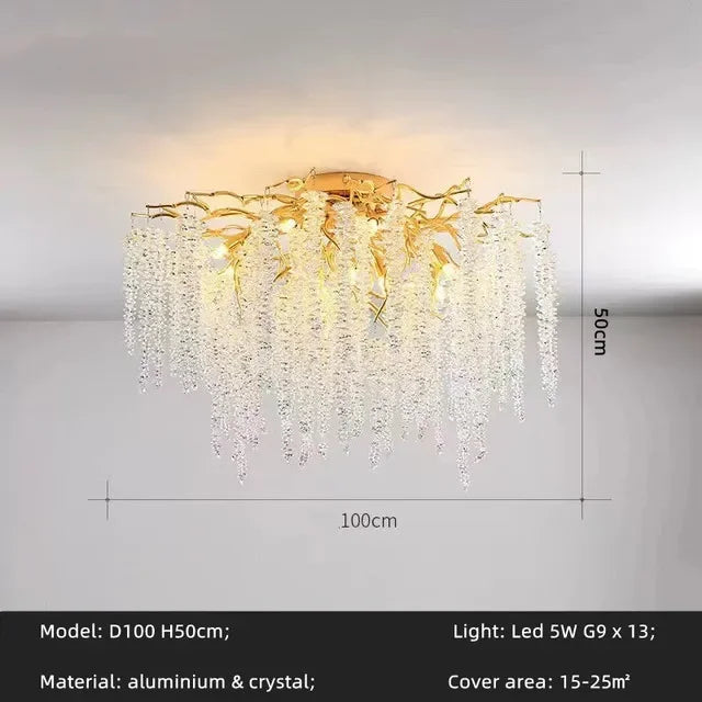 ثريات كريستال LED زجاجية ذهبية من DecorBites™ لديكور غرف الطعام الفاخرة