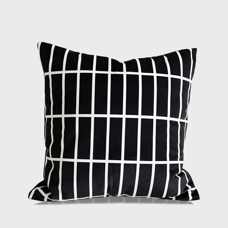 DecorBites™ Geometric Line Embroidered Suede Pillowcase for Sofa Bed Living Room