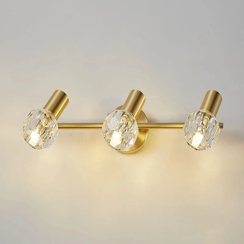 DecorBites™ مصباح جداري كريستالي ذهبي لغرفة النوم والدراسة، إضاءة LED حديثة وفاخرة