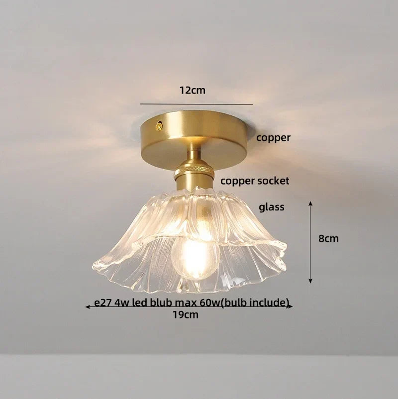 DecorBites™ Clear Glass LED Ceiling Light Fixture Modern Nordic Copper Knob Switch Lamp