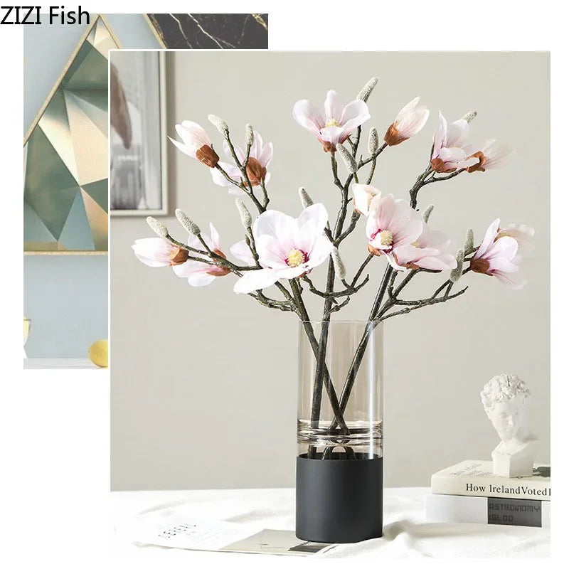 DecorBites™ مزهرية زجاجية ذهبية، ديكور مكتبي شفاف، وعاء زهور هيدروبونيك للترتيبات الزهرية