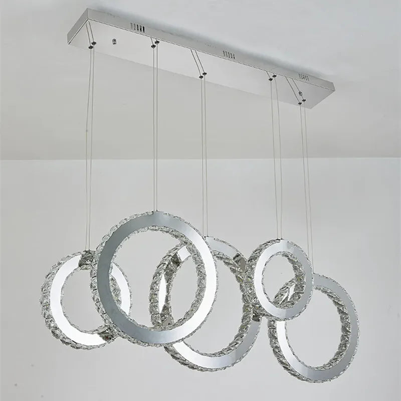 DecorBites™ Crystal Circle LED Pendant Chandelier for Dining Room