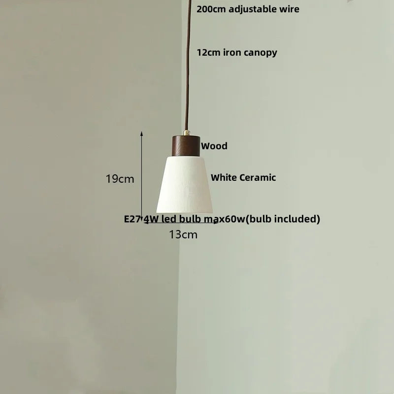 DecorBites™ مصباح معلق LED خشبي على الطراز الياباني، مصباح تعليق زجاجي شفاف قابل للتعديل