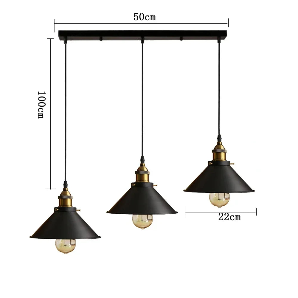 Black Vintage Metal Multi-Head Pendant Light