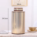 مزهرية سيراميك جولدن سترايب من DecorBites™ بغطاء، برطمان تخزين عصري لديكور المنزل