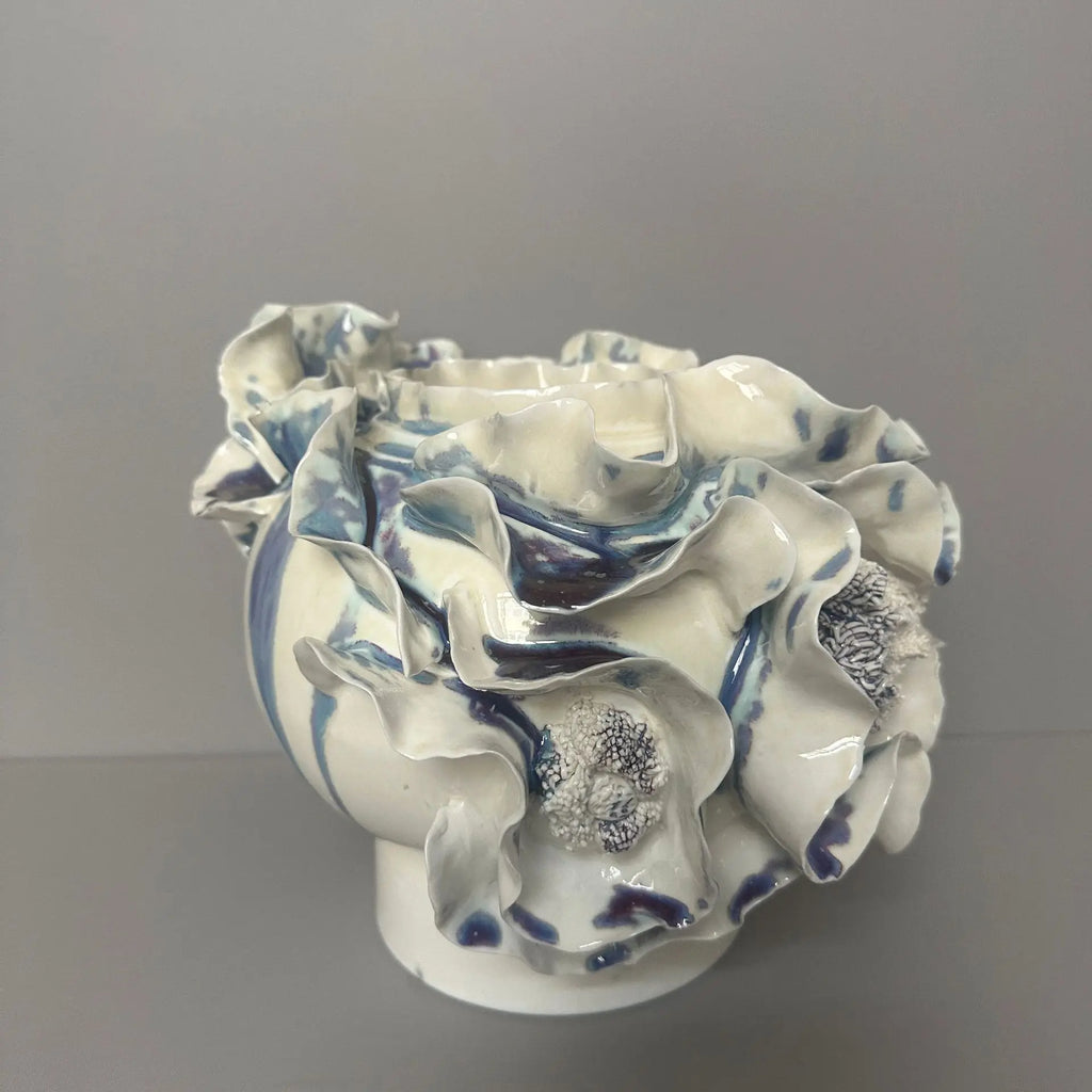 DecorBites™ Handmade Porcelain Fold Pattern Vase - Home Decoration & Floral Arrangement