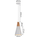 Nordic White Iron Pendant Light With Wood Accent