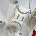 أغطية وسائد مطرزة بنقوش هندسية ماسية من DecorBites™ - مزينة بشراشيب زرقاء وبيضاء، 45x45/30x50 سم