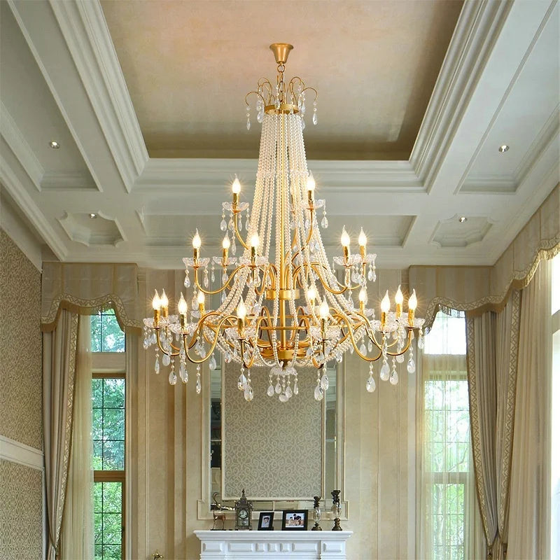 DecorBites™ Crystal LED Chandelier Pendant Lights for Villa Stairs and Hotel Decor
