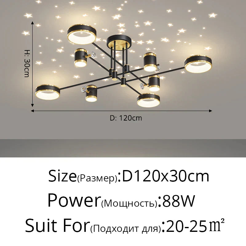 DecorBites™ ثريا LED: مصباح سقف ذكي حديث بجهاز تحكم عن بعد لغرفة المعيشة وغرفة النوم وغرفة الطعام والمطبخ