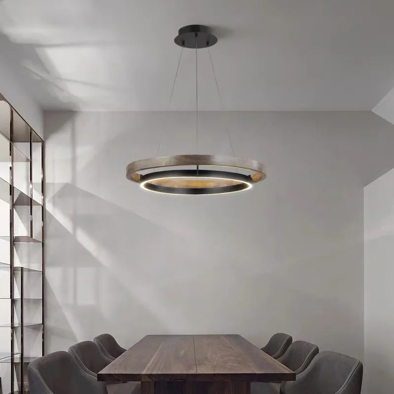DecorBites™ Double Circular LED Chandelier for Dining, Bedroom, Living Room - Modern Nordic Style