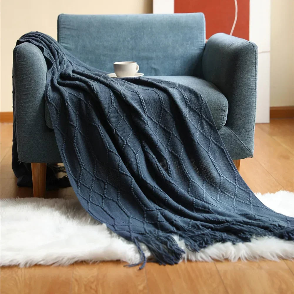 DecorBites™ Cozy Knitted Sofa Blanket - Winter Home Office Nap Comfort
