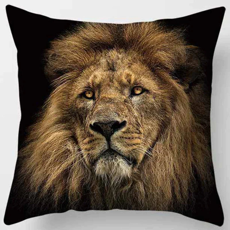 DecorBites™ Animals World Tiger Lion Pillow Case for Cute Home Decor in Sofa Living Room