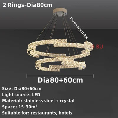 Lustre de plafond en cristal DecorBites™, éclairage intérieur LED miroir en acier inoxydable