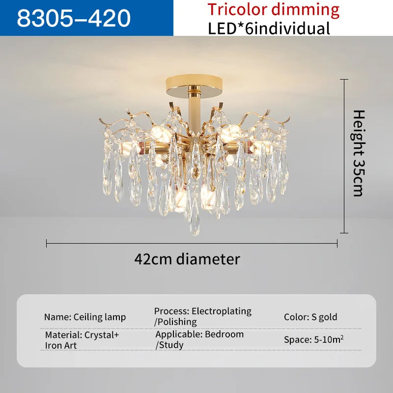 DecorBites™ Elegant Crystal Chandelier for Living Room, Dining Room, Bedroom, Villa Hall