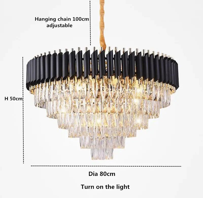 ثريات كريستال ذهبية وسوداء من DecorBites™ بإضاءة LED للسكن الفاخر والضيافة