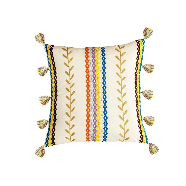 DecorBites™ Geometric Waves Tufted Pillow Covers with Embroidered Tassels