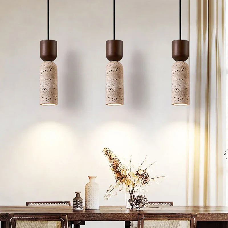 Wabi-Sabi Stone Pendant Light in Vintage French Style