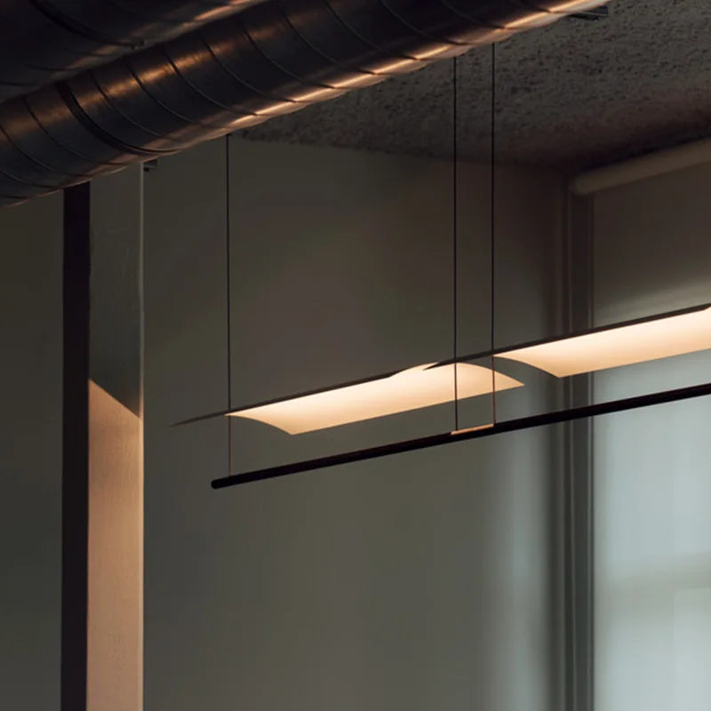 Wabi-Sabi Black Metal Acrylic Strip Pendant Light