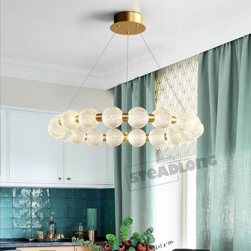 DecorBites™ Glass Ball LED Ceiling Chandelier: Modern Living Room Bedroom Pendant Light