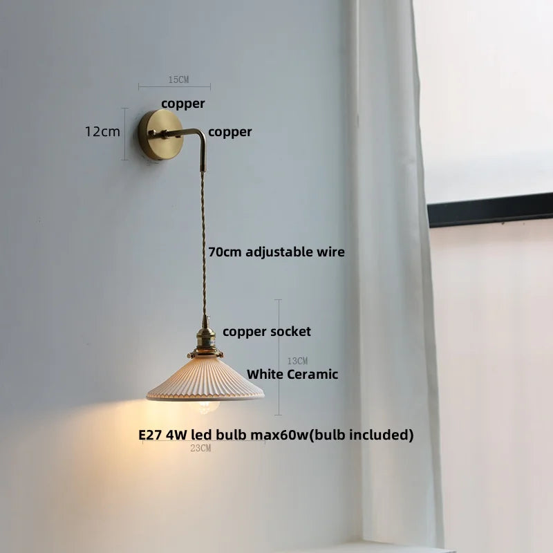 DecorBites™ Adjustable LED Wall Light Clear Glass Copper Bedside Lamp