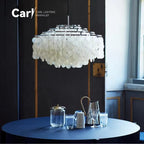 Modern Shell Pendant Chandelier in Gold or Chrome