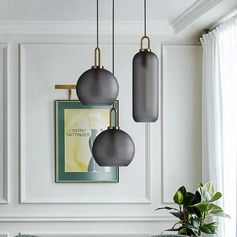 DecorBites™ Glass Ball Pendant Light Fixture for Kitchen Dining Room Bedroom - Modern Hanging Lamp Luminaire Home Decor Lighting