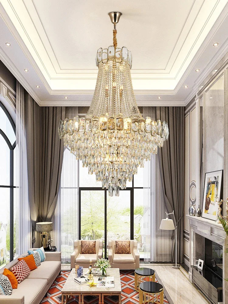 DecorBites™ ثريا كريستال ذهبية LED إضاءة عصرية فاخرة لغرفة المعيشة