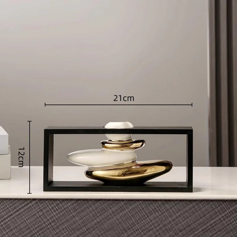 DecorBites™ Geometric Golden Rockery Vase Stack for Home Decor