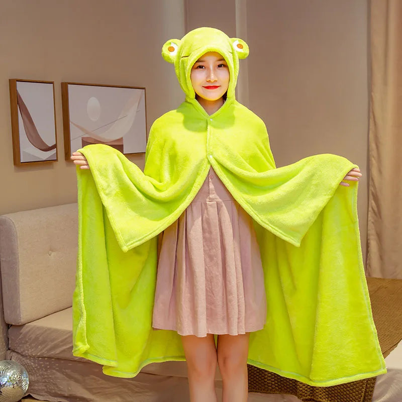 DecorBites™ Cozy Cartoon Hooded Cape Blanket for Winter Nap, Office, and Home Office Warmth
