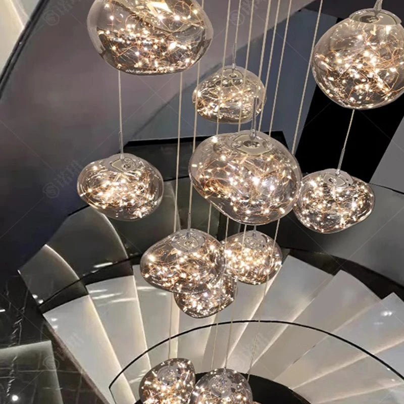 Modern Glass Staircase Pendant Chandelier