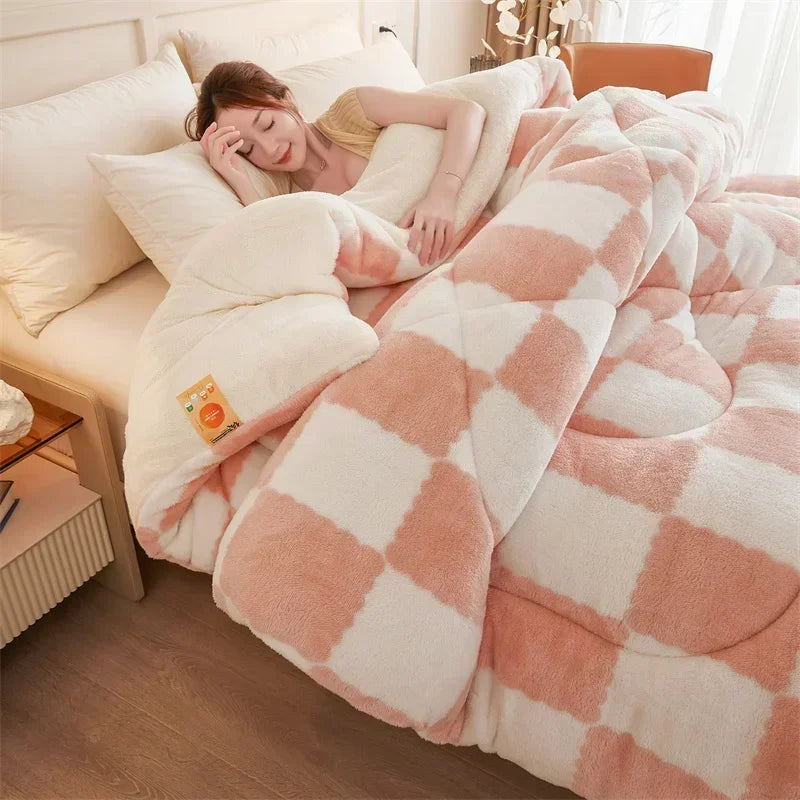 DecorBites™ Cozy Checkerboard Winter Blanket - Super Thick & Soft Cashmere Duvet Comforter