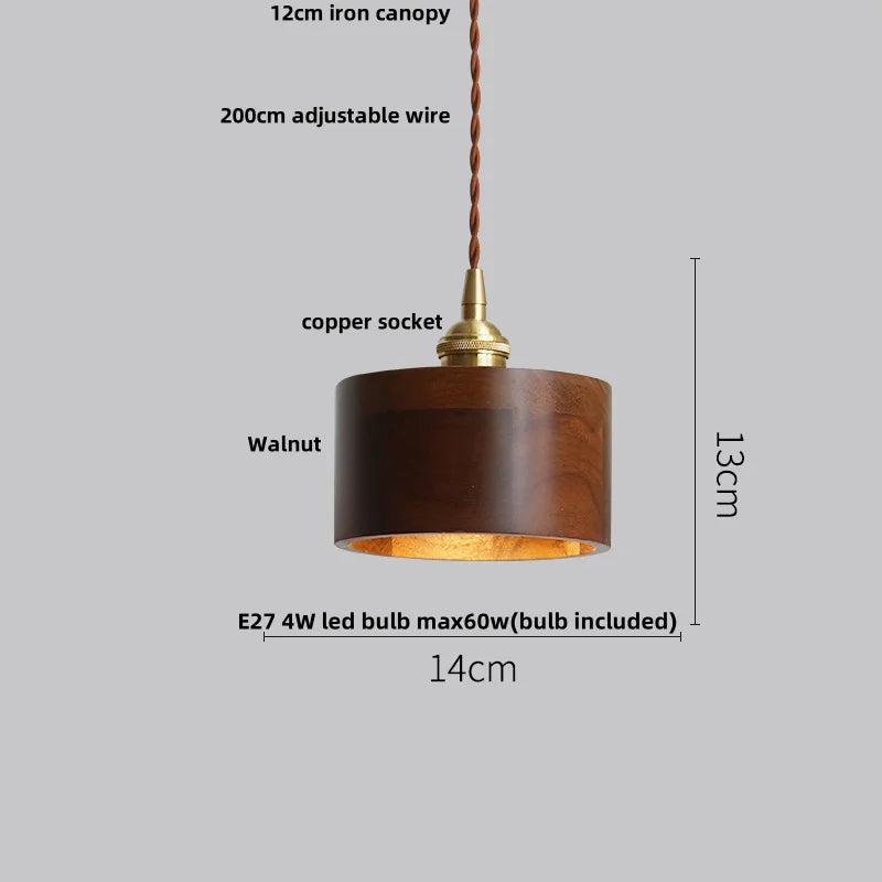 DecorBites™ Ash Wood LED Pendant Lamp Adjustable Hanging Lights Luminaire