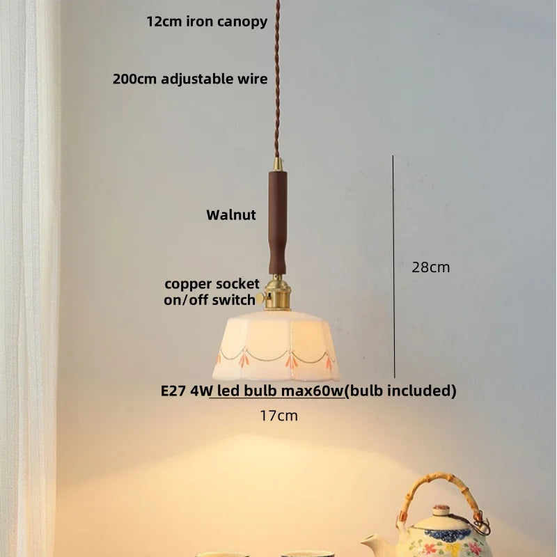 DecorBites™ Ceramic LED Pendant Light with Adjustable Wire, Modern Nordic Design