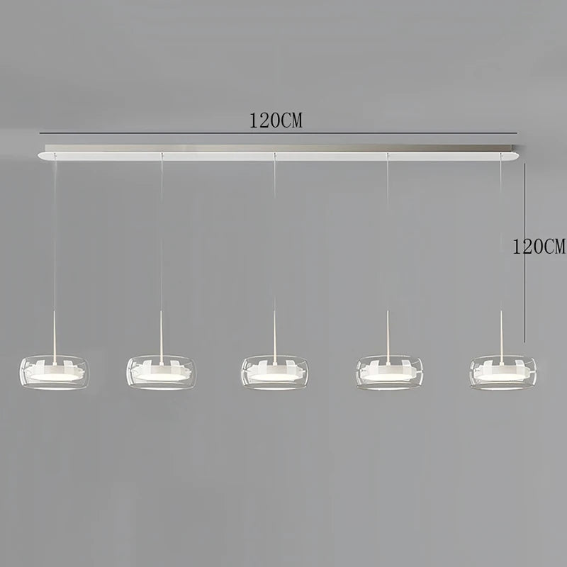Modern Glass Ring Pendant Light in Iron
