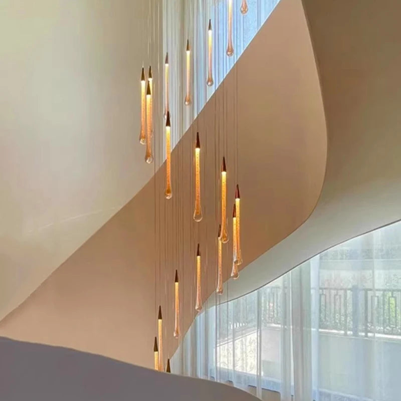Modern Crystal Staircase Chandelier Pendant Light