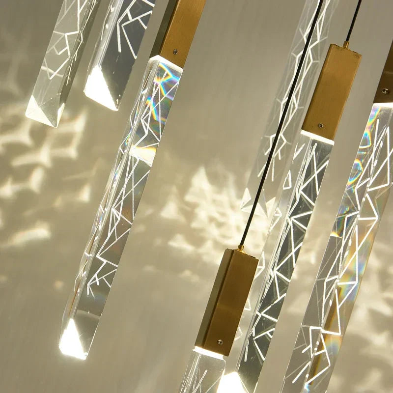 DecorBites™ ثريا ذهبية كريستال LED لغرفة المعيشة الحديثة في الدور العلوي/السلالم