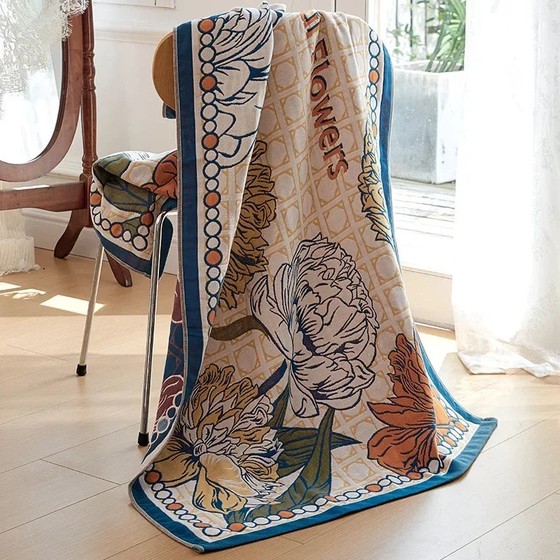 DecorBites™ Cotton Gauze Peacock Bath Towel - Soft, Skin-Friendly, Quick Dry - 90x180cm