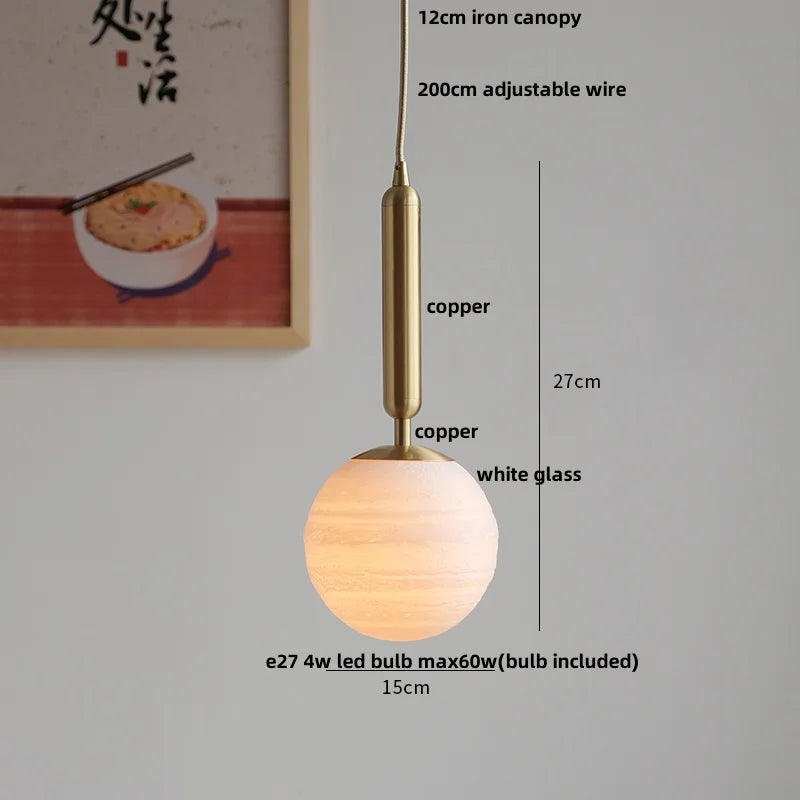 DecorBites™ Copper White Glass LED Pendant Lamp for Modern Living Room Decor