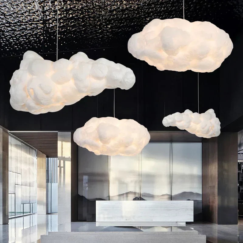 DecorBites™ Cloud Chandelier: Modern White Pendant Lamp for Commercial and Home Spaces
