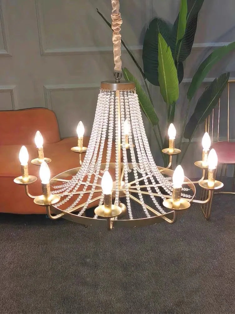 DecorBites™ Crystal Chandelier: Retro Industrial Lighting for Living Room, Dining Room, Loft