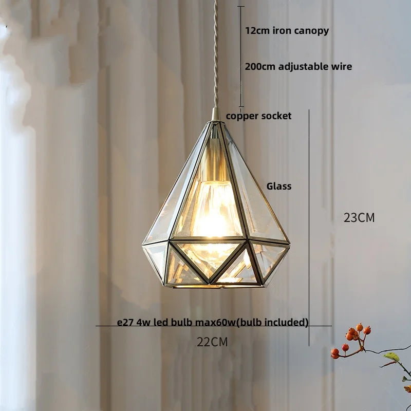 DecorBites™ Blue Glass LED Pendant Light Fixture Modern Nordic Wire Hanging Lamp