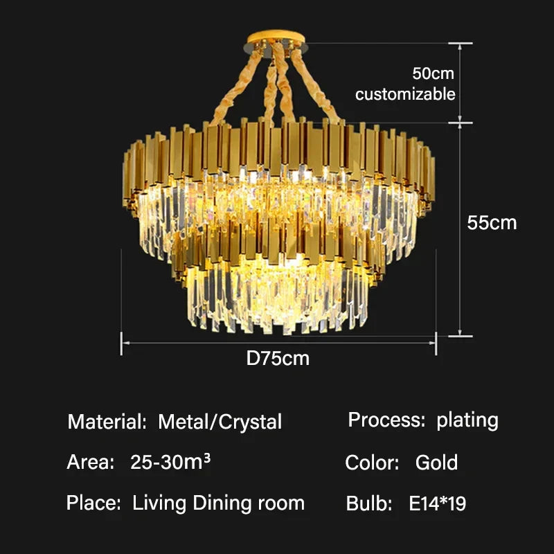 DecorBites™ Crystal Oval Ceiling Chandelier LED Lights Bedroom Living Room Lighting