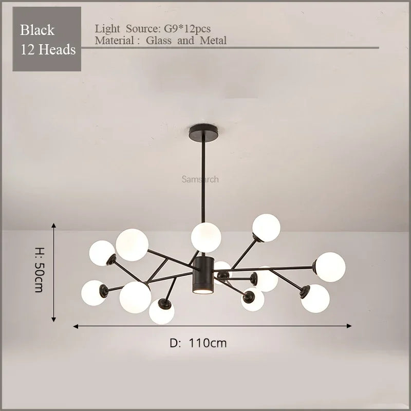 DecorBites™ ثريا سقف LED ذهبية سوداء لغرفة المعيشة وغرفة النوم تركيبات الإضاءة