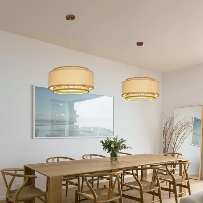 DecorBites™ ثريا معلقة يابانية من الخيزران لغرف المعيشة والطعام والنوم - أيقونة الأناقة الهادئة